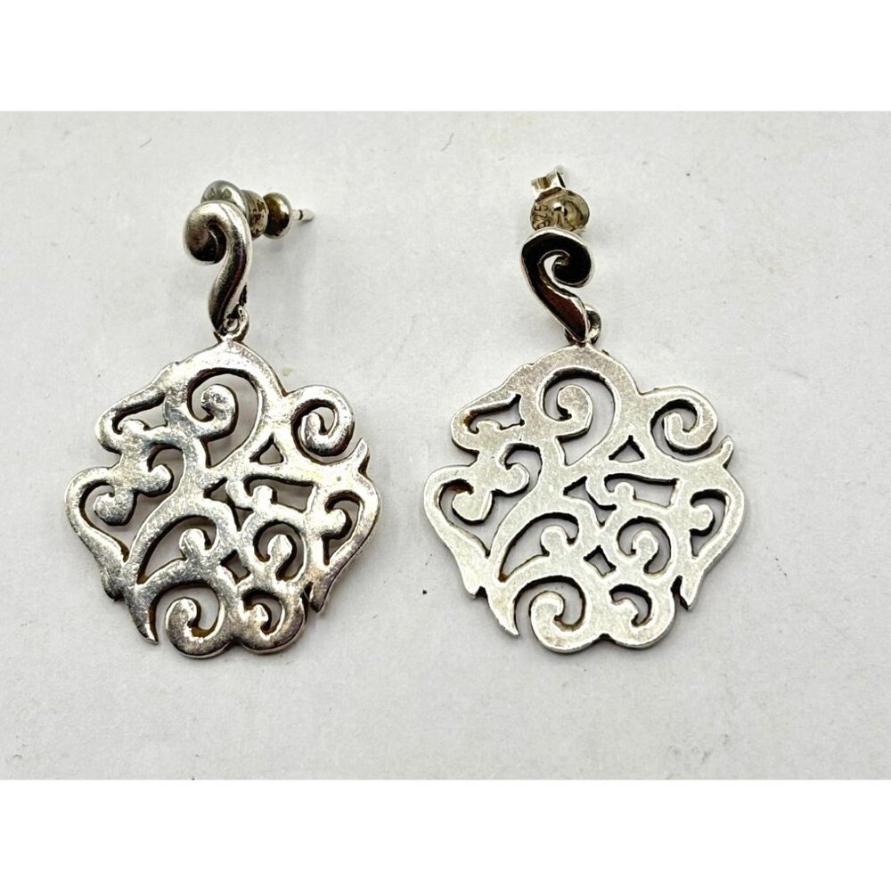 Barse 925 Sterling Silver Scroll Dangle Earrings - image 1